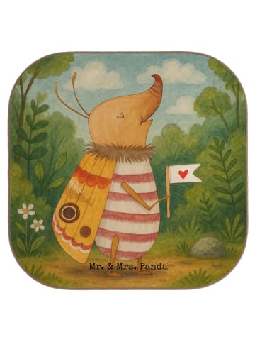 Mr. & Mrs. Panda Glasuntersetzer Nachtfalter Fähnchen Design ohn... in Weiß