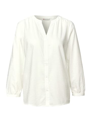 Street One Split Neck Seersucker Bluse in Weiß