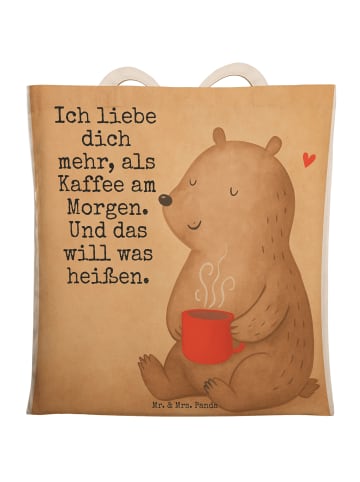 Mr. & Mrs. Panda Einkaufstasche Bär Morgenkaffee Design mit Spruch in Weiß