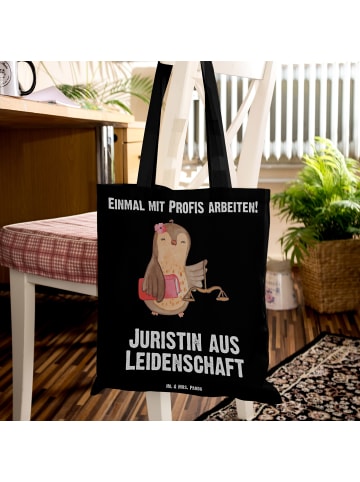 Mr. & Mrs. Panda Tragetasche Juristin Leidenschaft mit Spruch in Schwarz