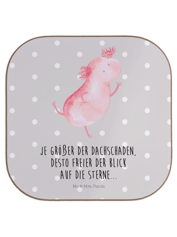 Mr. & Mrs. Panda Untersetzer Axolotl Tanzen mit Spruch in Grau Pastell