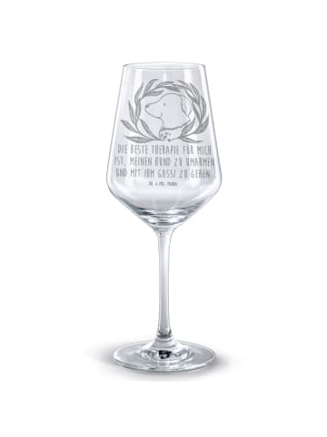 Mr. & Mrs. Panda Gravur Weinglas Hund Blumen mit Spruch in Transparent