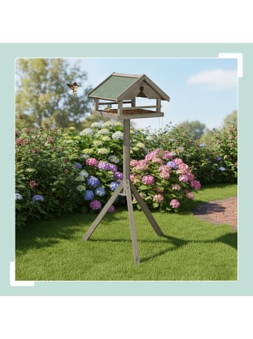 relaxdays Vogelfutterhaus in Braun - (B)37 x (H)120 x (T)37,5 cm