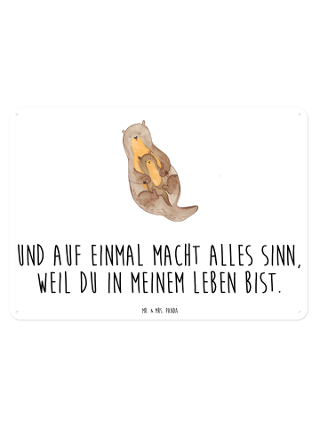Mr. & Mrs. Panda Blechschild Otter Kind mit Spruch in Weiß