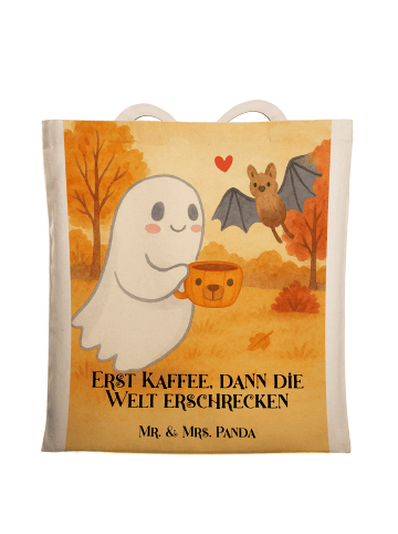 Mr. & Mrs. Panda Einkaufsshoppinger Gespenst Kaffee Design mit S... in Weiß
