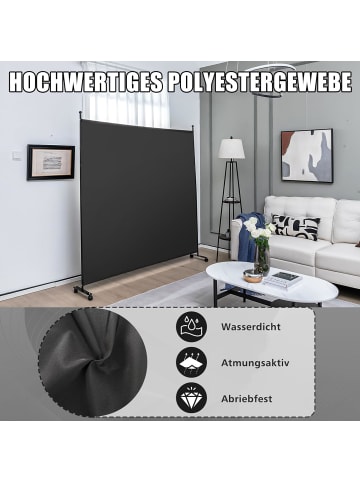 COSTWAY 184cm Raumteiler auf Rollen in Schwarz