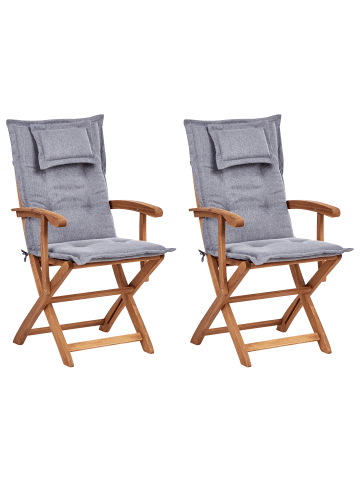 Beliani 2er-Set Sessel MAUI II in Braun/Grau