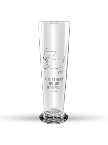 Mr. & Mrs. Panda Bierglas Hund Dackel mit Spruch in Transparent