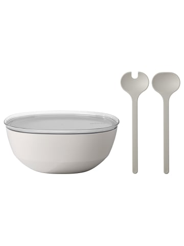 Mepal Servierschale mit Deckel & Salatbesteck Silueta 5000 ml in Nordic White
