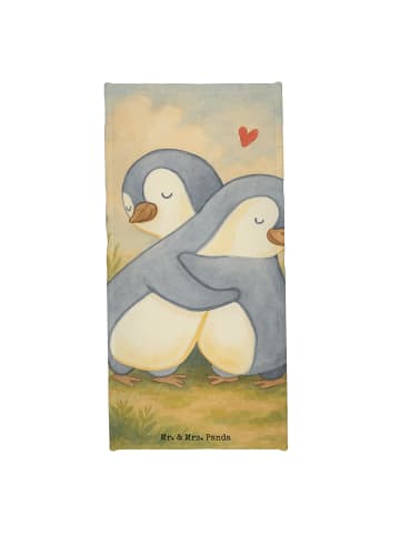 Mr. & Mrs. Panda Badehandtuch Pinguine Kuscheln Design ohne Spruch in Weiß