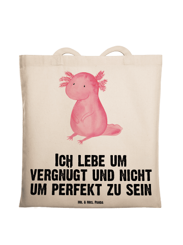 Mr. & Mrs. Panda canvas tasche Axolotl Niedlich mit Spruch in Creme