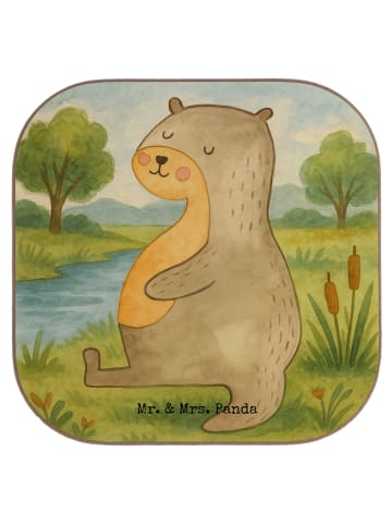Mr. & Mrs. Panda Untersetzer Glas Otter Bauch Design ohne Spruch in Weiß