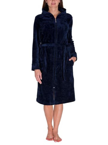 Aquarti Aquarti Damen Bademantel mit Reißverschluss Lang in dunkelblau