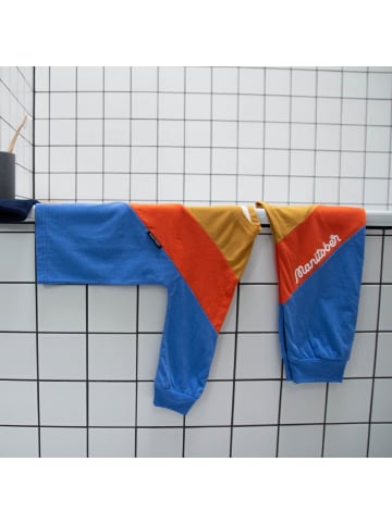 MANITOBER Cut & Sew Schlafanzug in Blue/Khaki/Orange