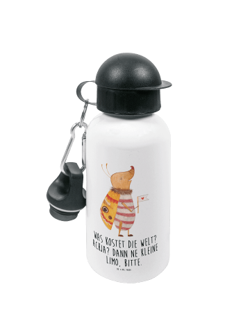 Mr. & Mrs. Panda Kindertrinkflasche Nachtfalter Fähnchen mit Spruch in Weiß