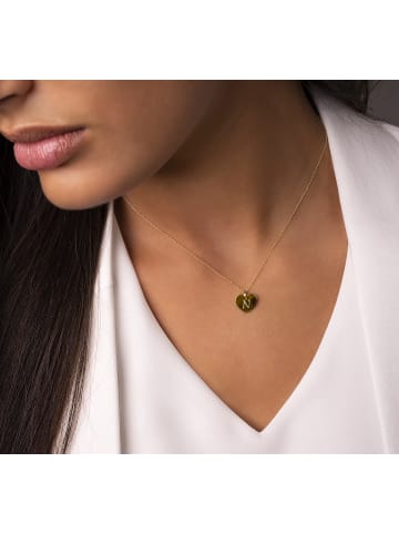 ONE ELEMENT  Herz mit Gravur N Buchstaben Anhänger aus 333 Gelbgold in gold