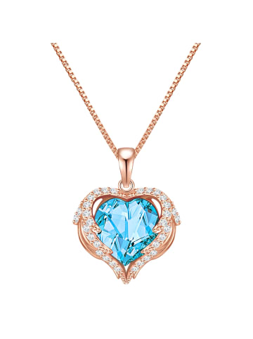 Rafaela Donata Halskette Herz Sterling Silber verziert mit Kristallen von Swarovski® in aquamarin