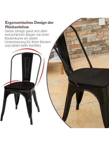 COSTWAY 4er Set Esszimmerstuhl in Schwarz