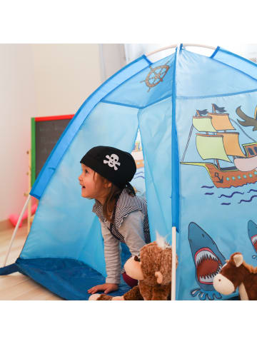 relaxdays Spielzelt Pirat in Blau - (B)118 x (H)90 x (T)115 cm