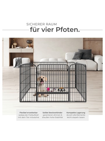 tectake Welpenauslauf Tino einfache Montage, grau