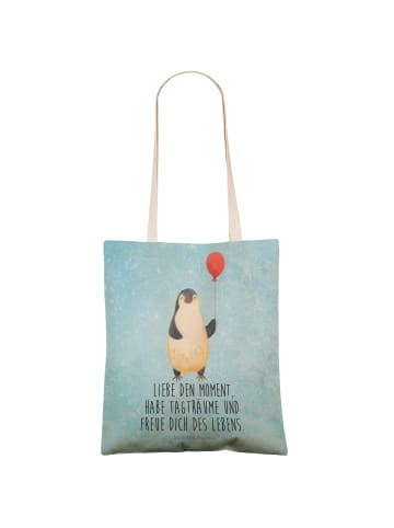 Mr. & Mrs. Panda Shopper-Tasche Pinguin Luftballon mit Spruch in Eisblau