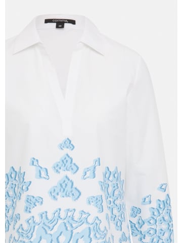 comma Bluse langarm in Blau-weiß