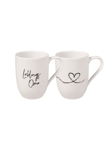 Villeroy & Boch 2er Set Kaffeebecher Lieblingsoma Statement 280 ml in weiß