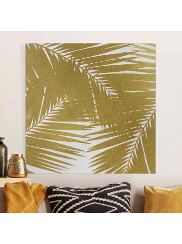 WALLART Leinwandbild - Blick durch goldene Palmenblätter in Gold