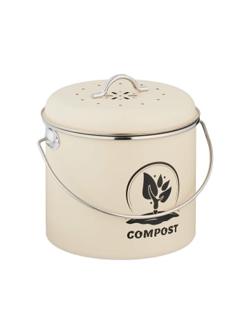 relaxdays Küchen-Komposteimer in Creme - 3,5 Liter