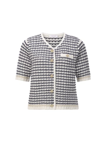 Rich & Royal Gestreifte Strickjacke in Pearl White