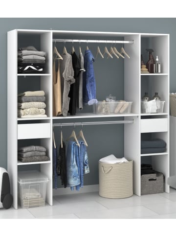 Parisot Kleiderschrank weiß 176 cm, Mehrzweckschrank mit Kleiderstangen