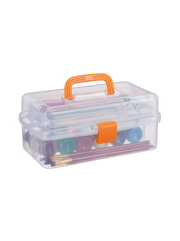 relaxdays 10x Plastikbox in Transparent/ Orange - (B)33 x (H)14 x (T)19 cm