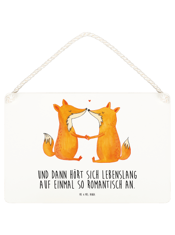 Mr. & Mrs. Panda Deko Schild Füchse Liebe mit Spruch in Weiß