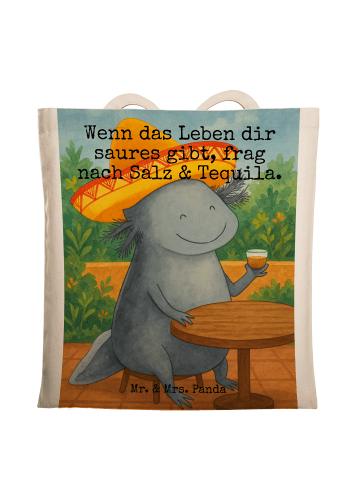 Mr. & Mrs. Panda Umhängetasche Axolotl Tequila Design mit Spruch in Weiß