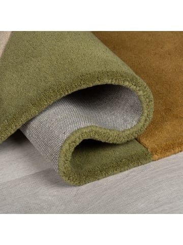 KADIMA DESIGN Wollteppich modern, abstrakt, rutschfest, Teppich 100% Wolle in Grün