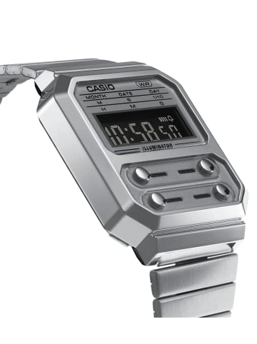 Casio F Vintage Edgy Armbanduhr Silberfarben