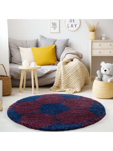 KADIMA DESIGN Kinderteppich Waschbar Fußball MATREI Strapazierfähig OEKO-TEX in Marineblau