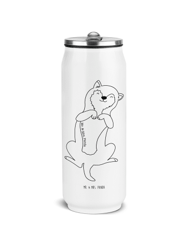 Mr. & Mrs. Panda Thermo Trinkflasche Hund Streicheln ohne Spruch in Weiß