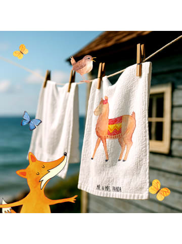 Mr. & Mrs. Panda Handtuch Alpaka Stolz ohne Spruch in Weiß