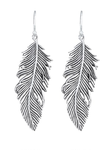 Elli Ohrringe 925 Sterling Silber Boho, Feder in Grau