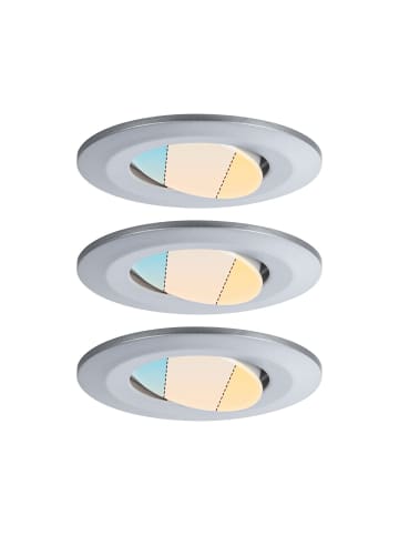 paulmann LED Einbaustrahler 3er Set Calla rund, white switch, schwenkbar in Chrom-Ø: 90m