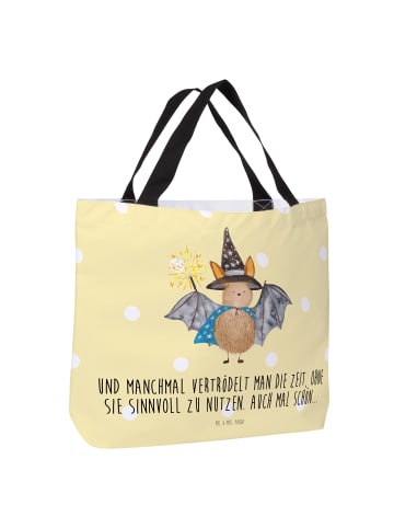 Mr. & Mrs. Panda Tasche Fledermaus Zauberer mit Spruch in Gelb Pastell