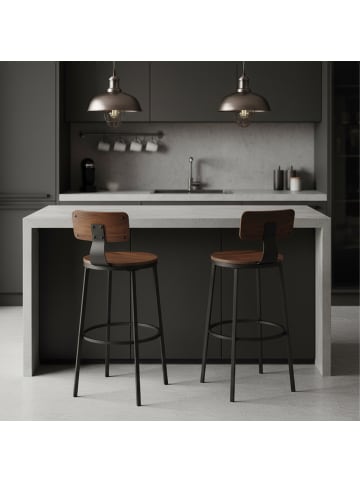 relaxdays 2x Barhocker in Braun/ Schwarz - (H)99 x Ø 54 cm