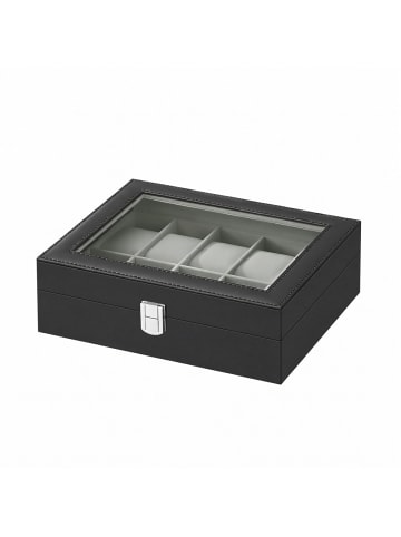 SONGMICS Uhrenbox Bridie in Schwarz-Grau - (B)25.5 x (H)7.8 x (T)20.2 cm