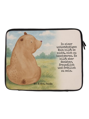 Mr. & Mrs. Panda Laptop Tasche Bär Schulterblick Design mit Spruch in Weiß