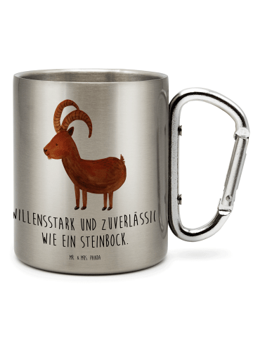 Mr. & Mrs. Panda Tasse Sternzeichen Steinbock mit Spruch in Silber