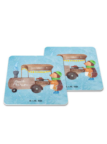 Mr. & Mrs. Panda Untersetzer für Gläser Igel Maronen ohne Spruch in Eisblau