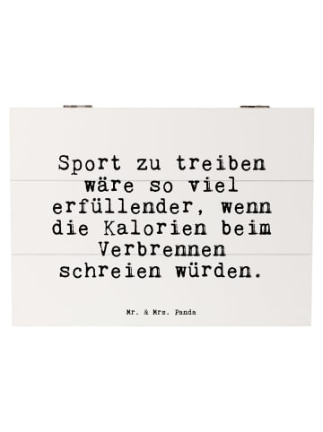 Mr. & Mrs. Panda Holzkiste Sport zu treiben wäre... mit Spruch in Weiß