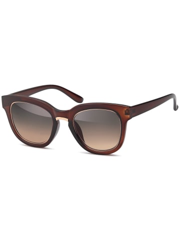 styleBREAKER Nerd Sonnenbrille in Braun-Gold / Braun Verlauf