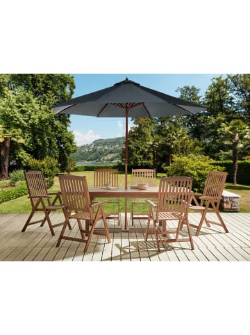 Beliani 8-tlg Gartentisch Set AMANTEA in Braun/Grau